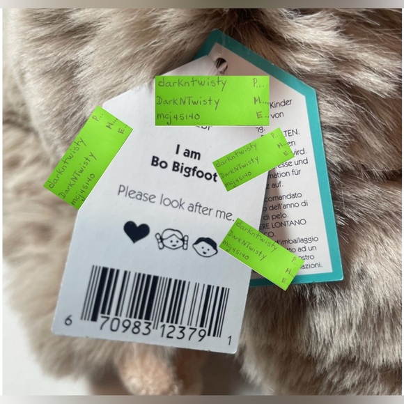 BNWT Jellycat Bo Bigfoot GREAT BASKET STUFFER! AUTH SALES RECEIPT - Picture 11 of 15